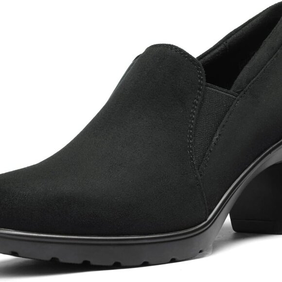Women's Low Chunky Block Heels Pumps Comfortable Slip-on Heeled Loafers Dress Wo
